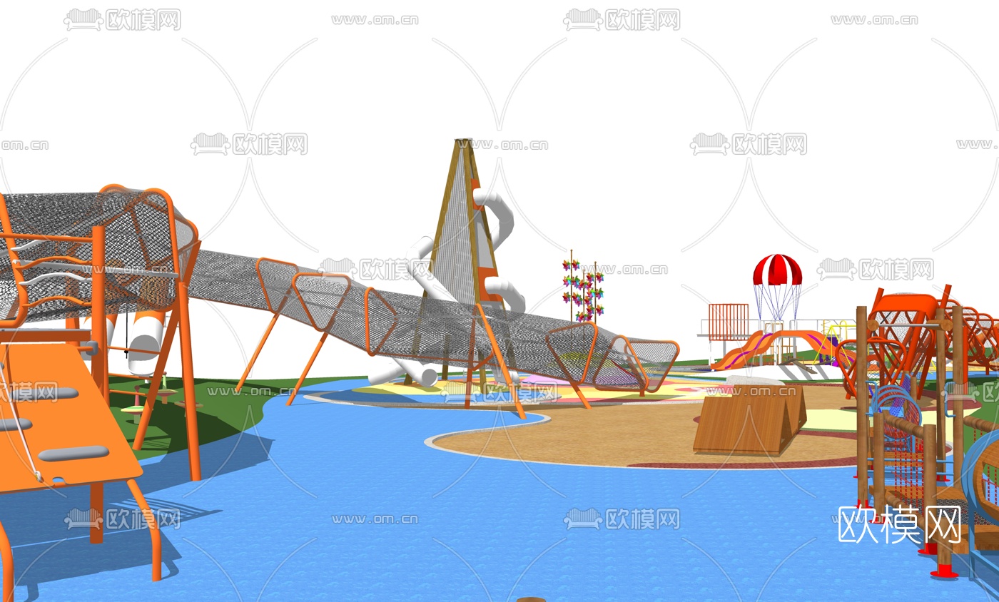 现代儿童游乐场su模型下载（渲染图3）