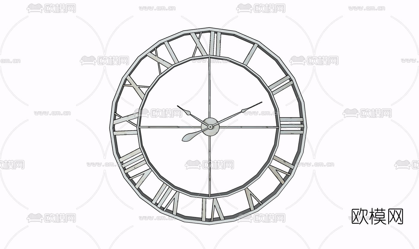 现代金属挂钟免费su模型下载