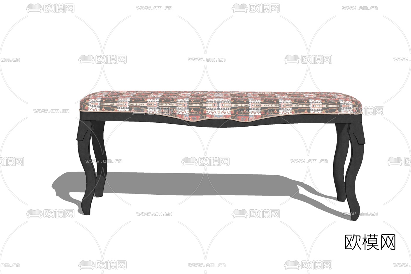 简欧布艺脚踏免费su模型下载