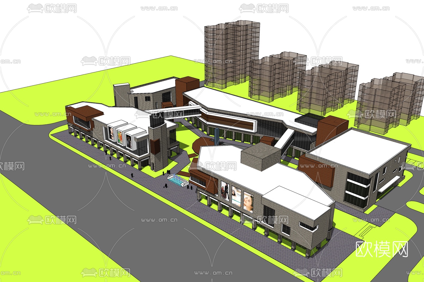 现代商业广场规划免费su模型下载