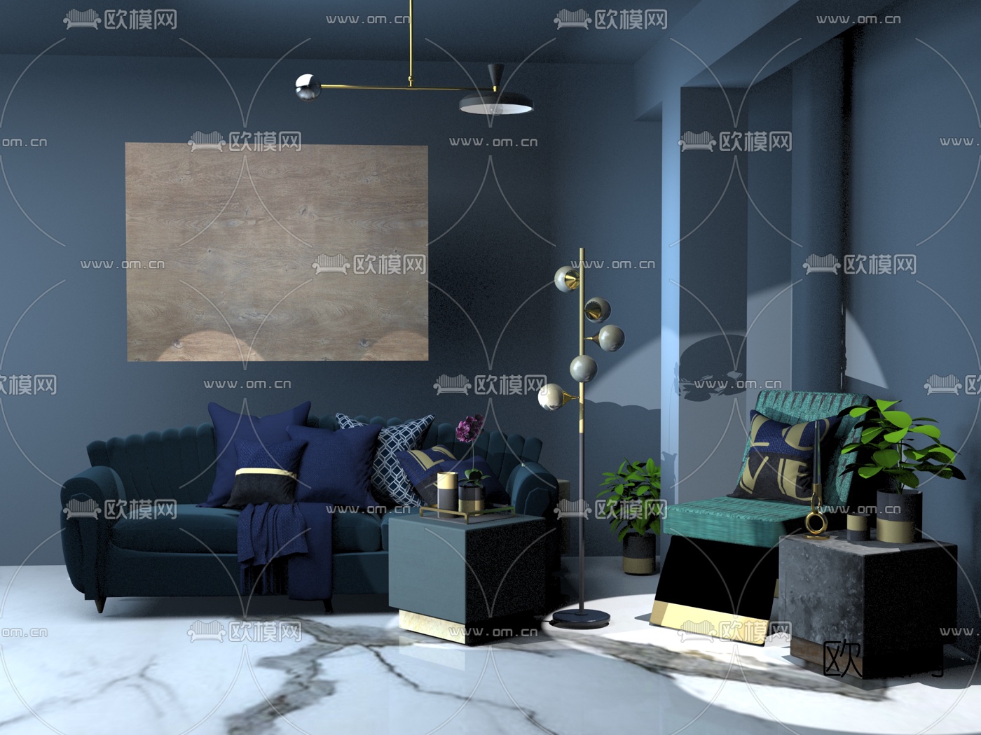 Agnes Palmcrantz设计 现代布艺沙发组合3d模型