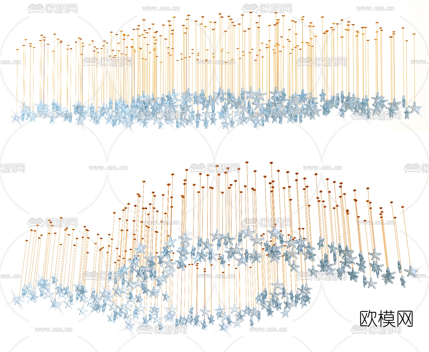 现代星星水晶装饰灯吊灯3d模型下载