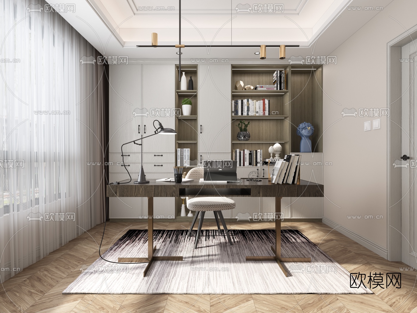 现代书房3d模型