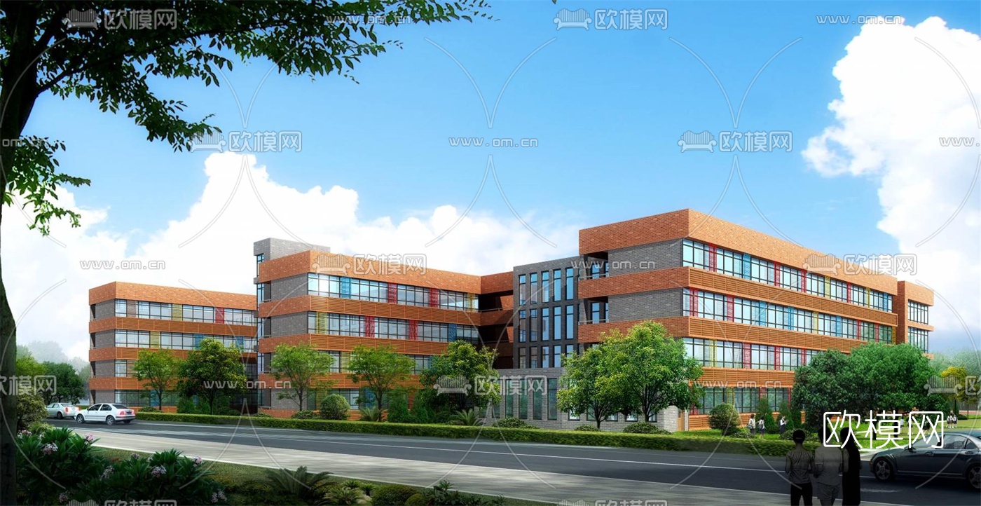 现代学校鸟瞰3d模型下载（渲染图2）