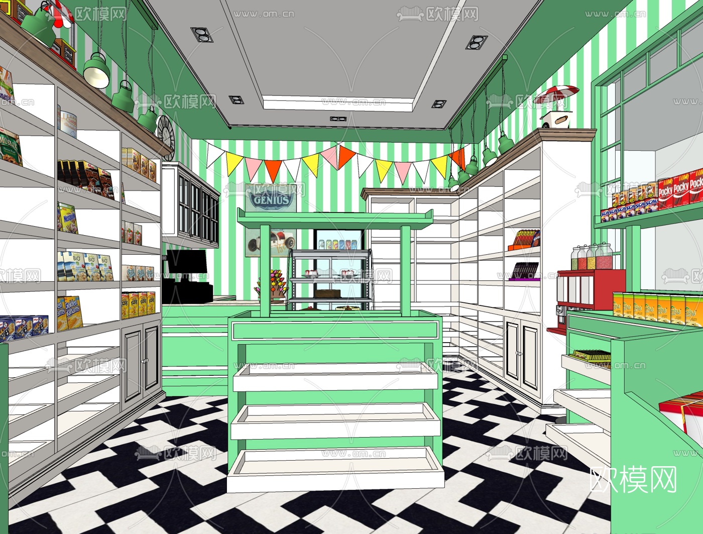 美式便利店免费su模型下载