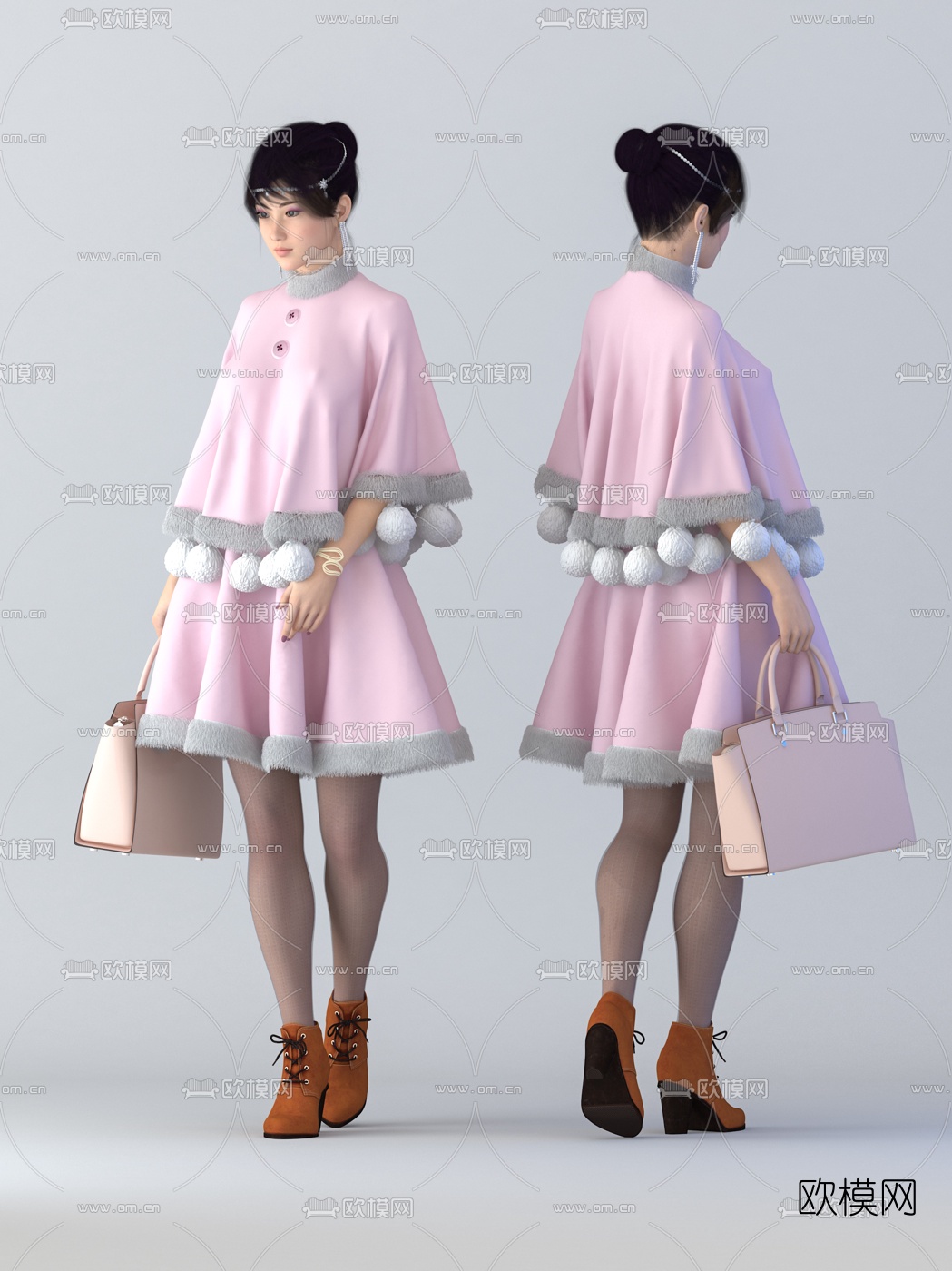 现代购物女孩3d模型下载