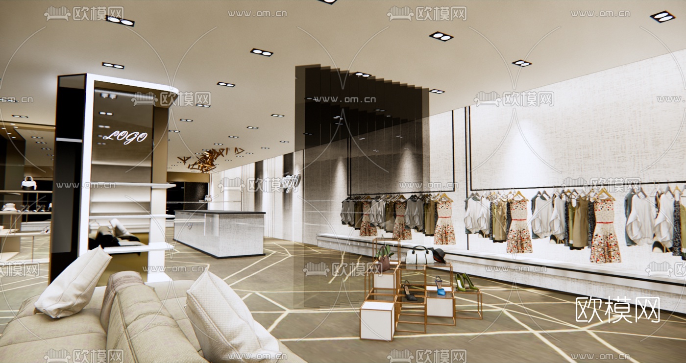 现代商场服饰专卖店su模型