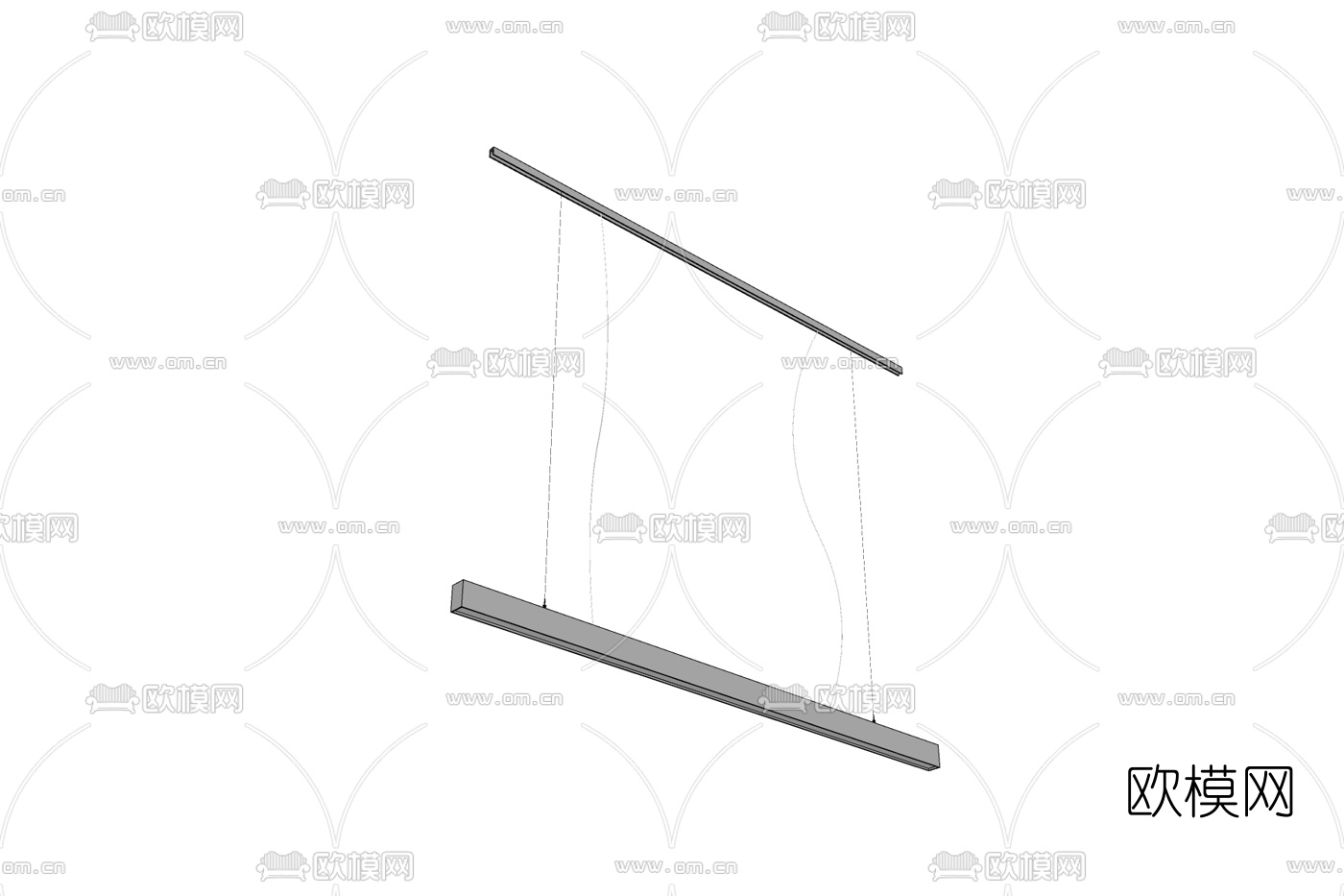 现代办公吊灯免费su模型下载