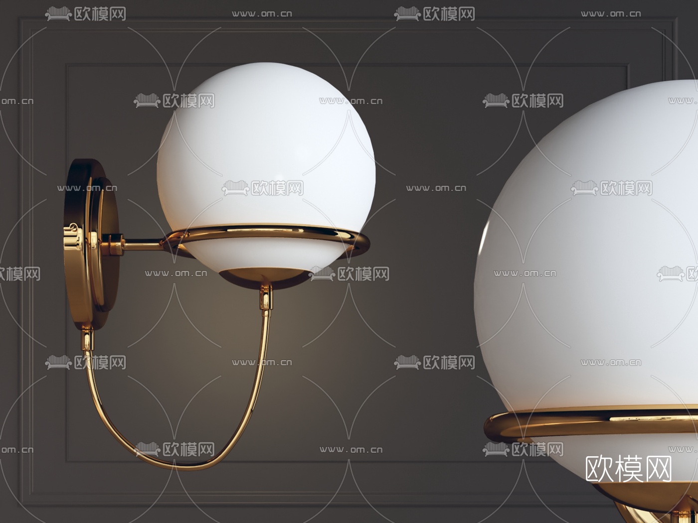 现代金属壁灯3d模型下载