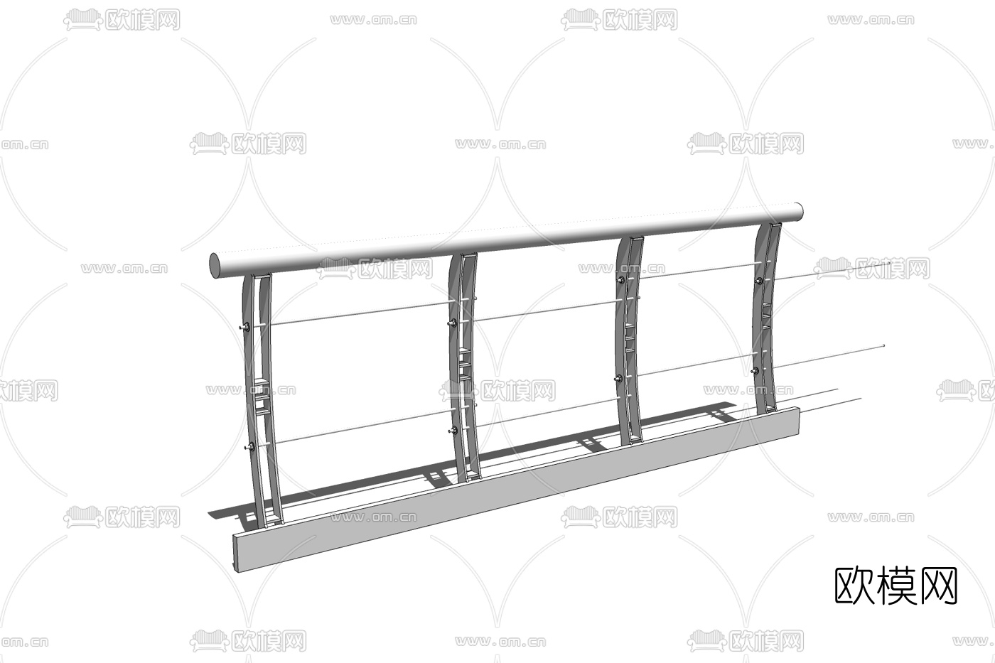 现代金属栏杆免费su模型下载
