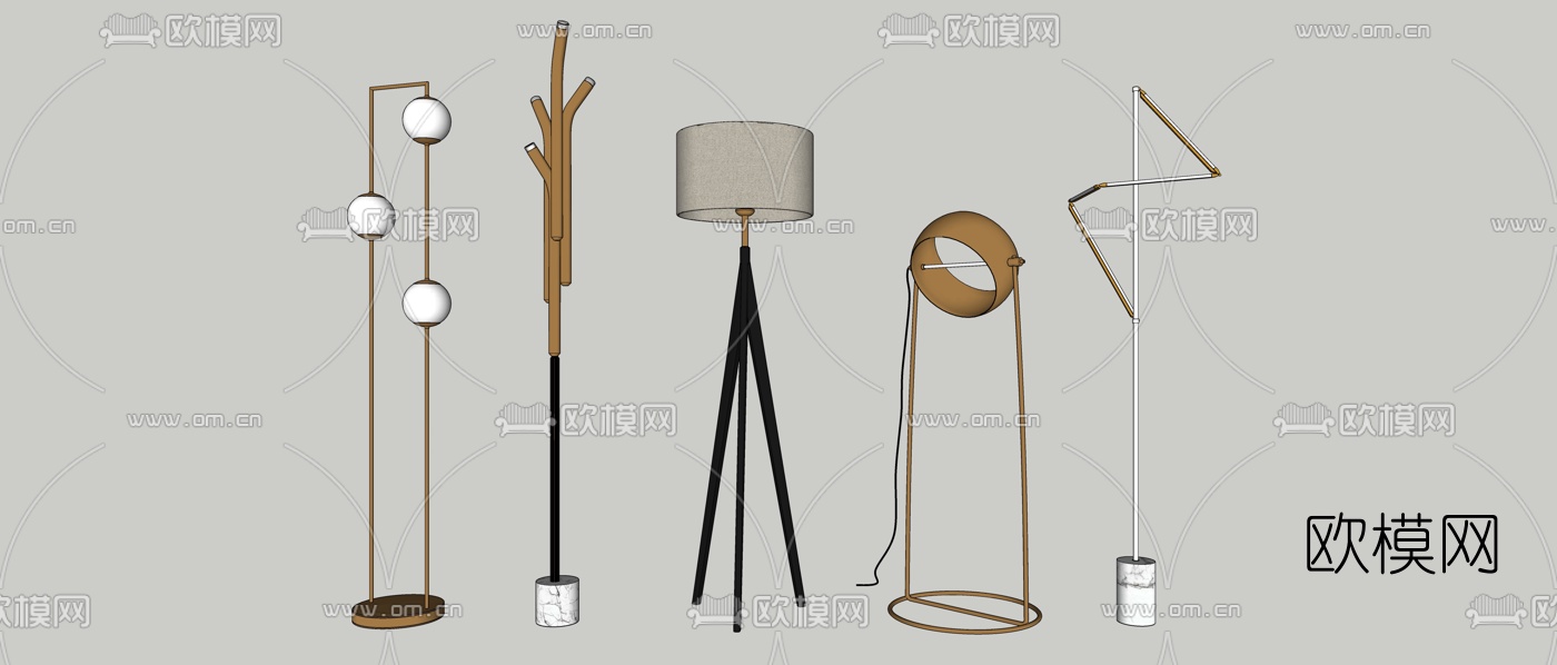 现代金属落地灯su模型下载