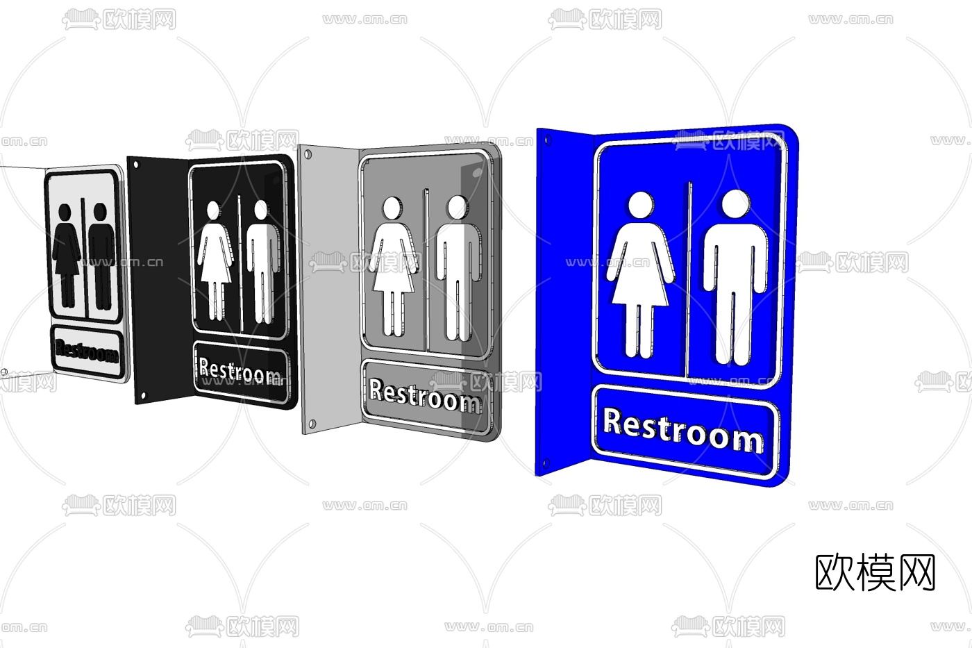 现代卫生间标志免费su模型下载