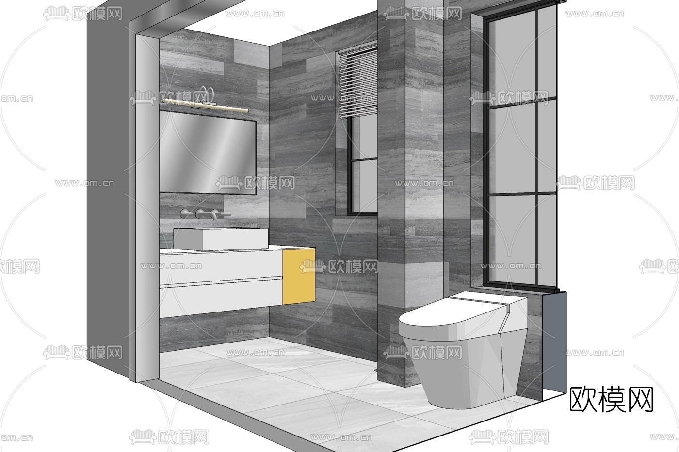 现代卫生间浴室免费su模型下载