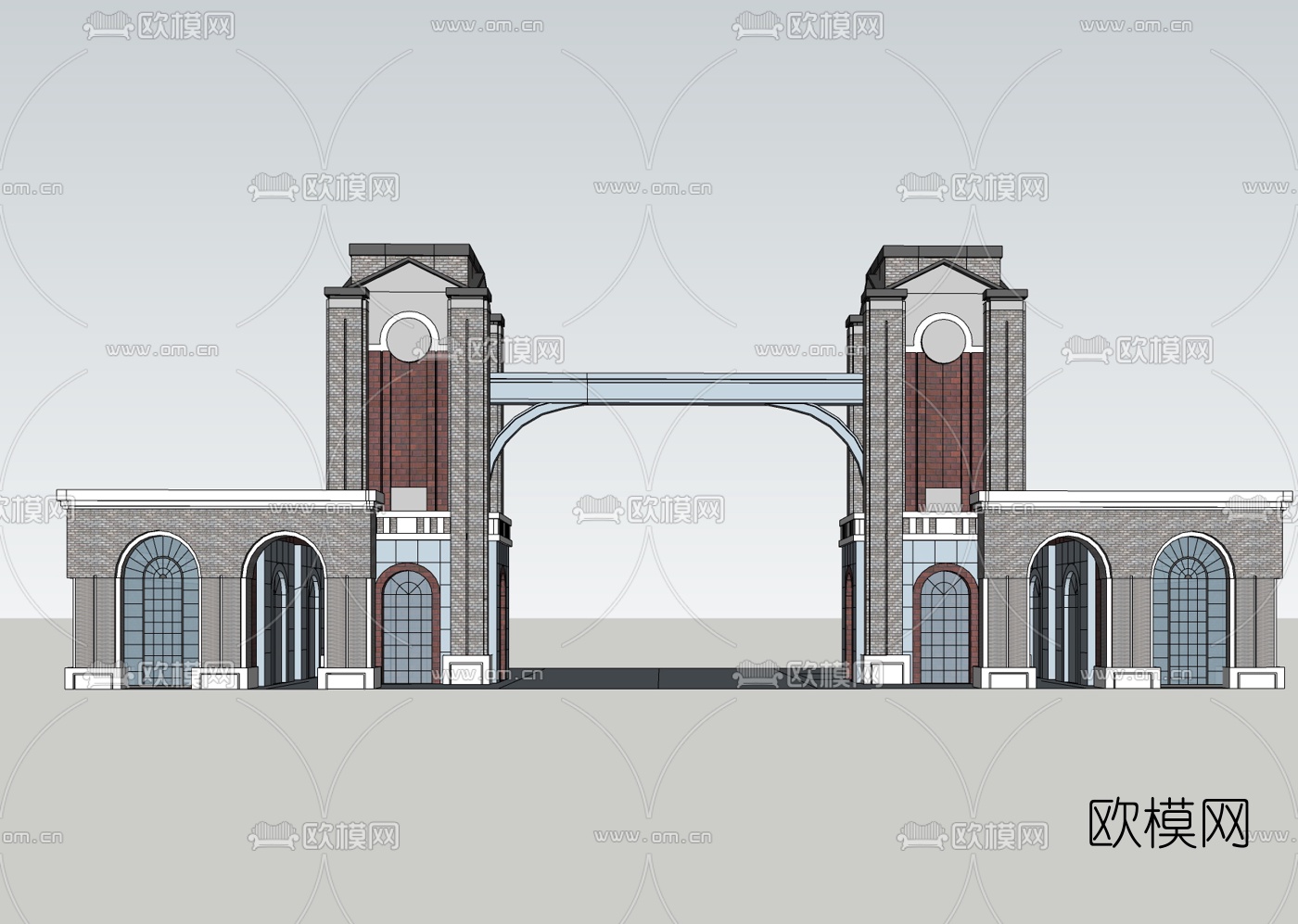 欧式小区入户门免费su模型下载