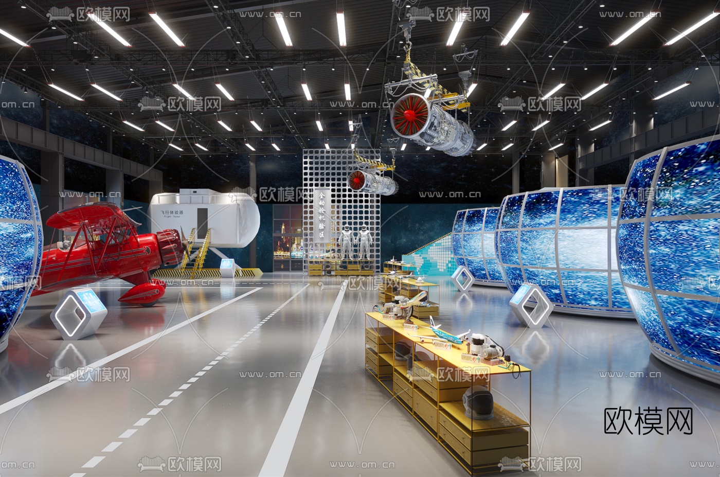 工业风航天科技展厅3d模型