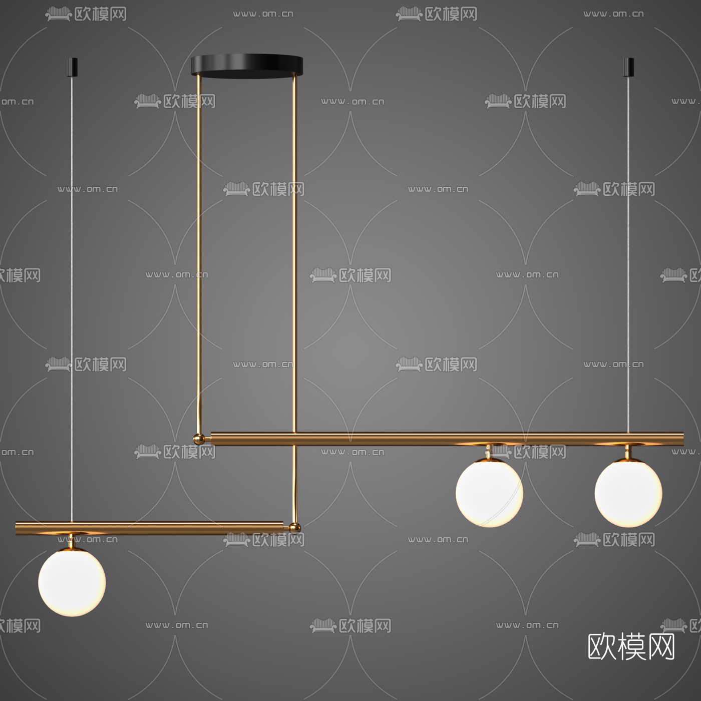 现代轻奢金属吊灯3d模型