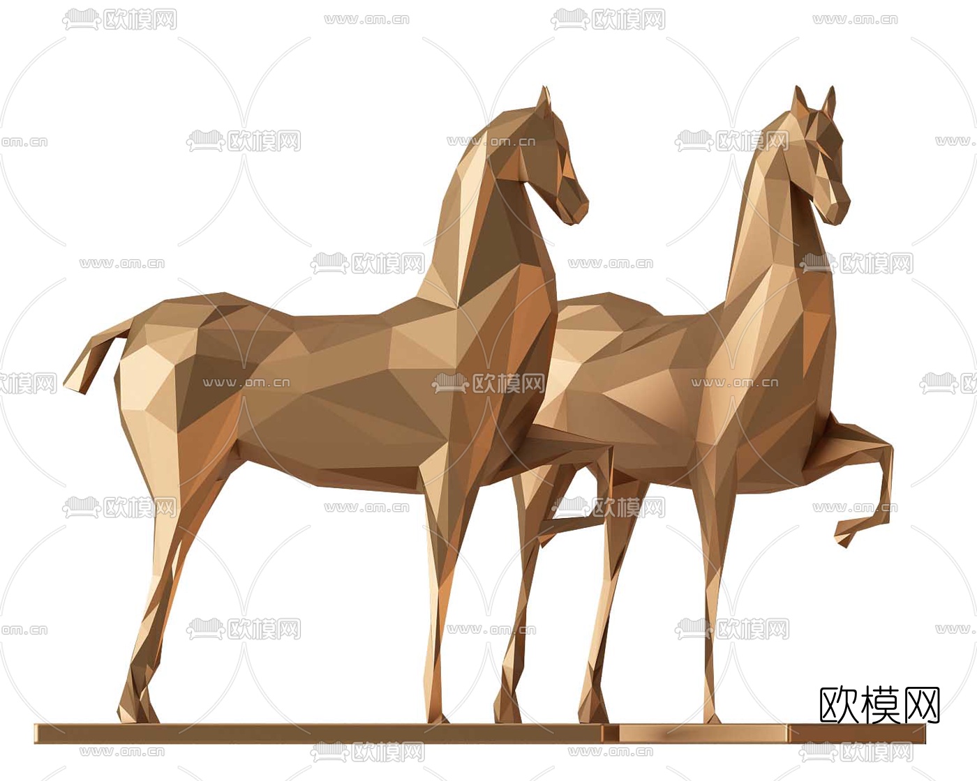 现代金属几何骏马摆件3d模型
