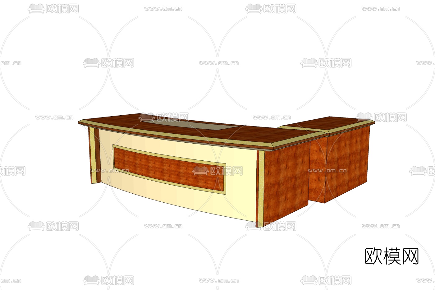 现代实木接待台免费su模型下载