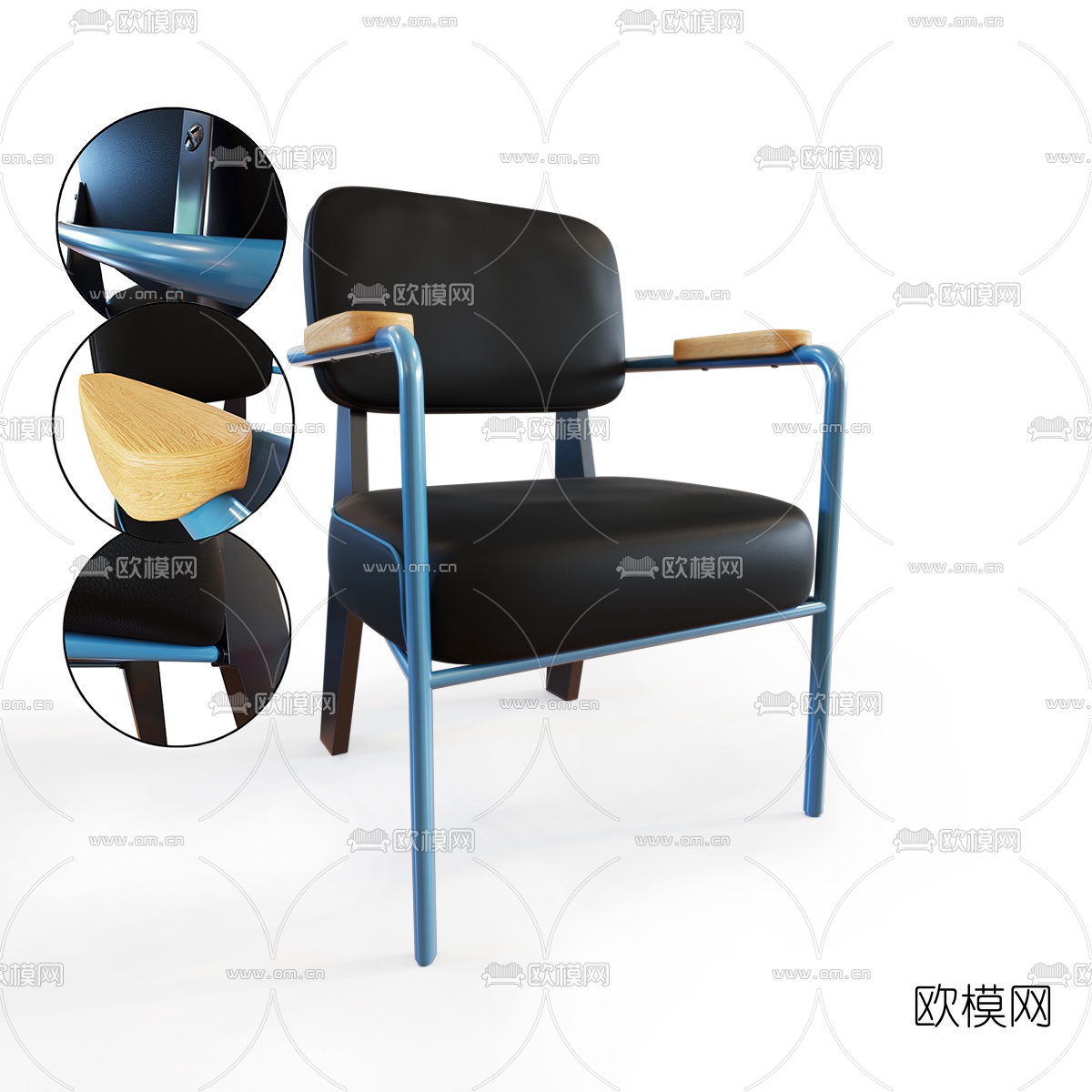 现代皮革单人椅3d模型下载（渲染图4）