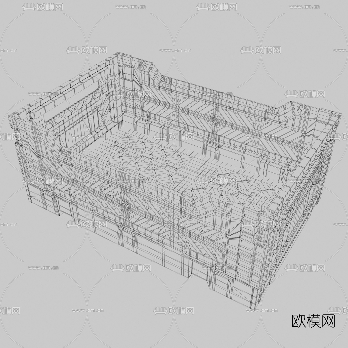 现代塑料折叠筐3d模型下载（渲染图2）