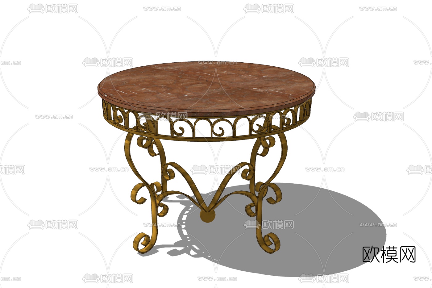 欧式实木圆几免费su模型下载