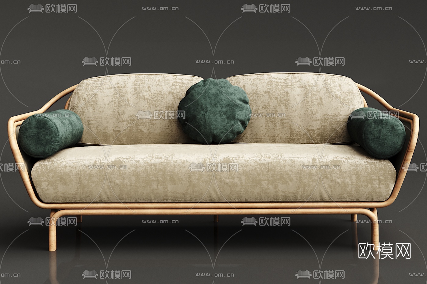 现代布艺双人沙发3d模型-免费3dmax模型库-欧模网
