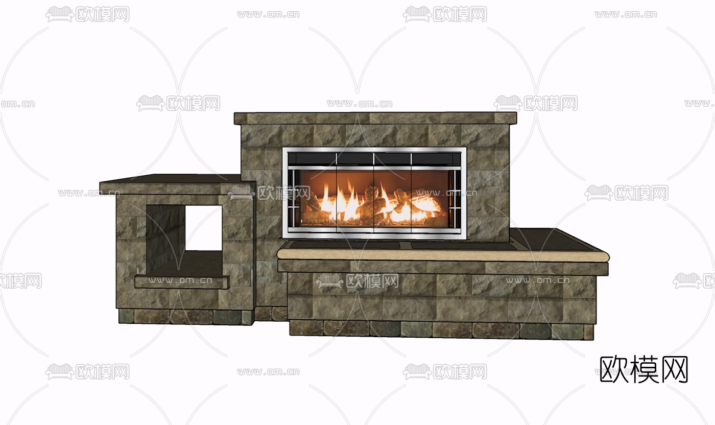 现代壁炉免费su模型下载