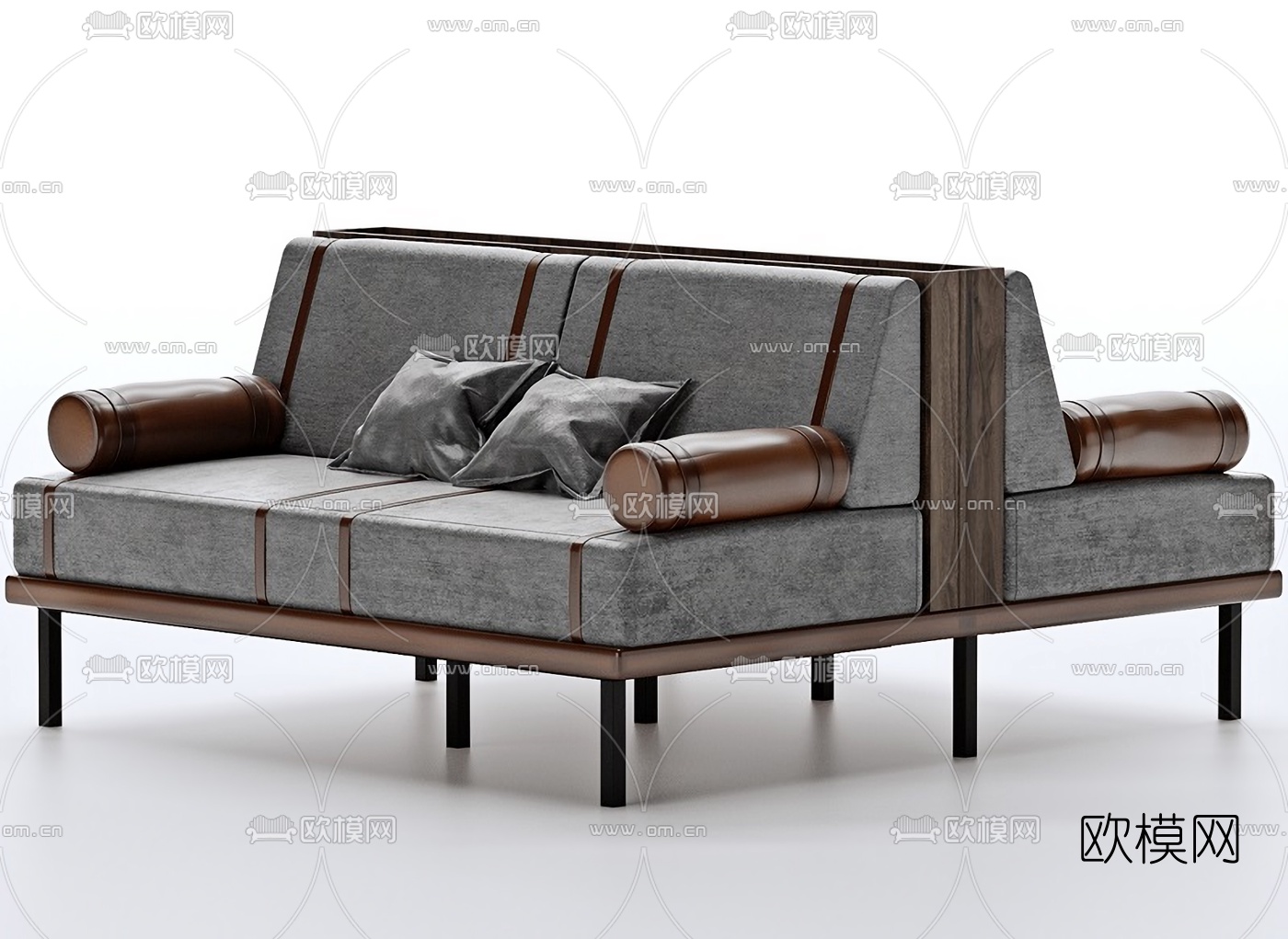 新中式实木卡座沙发3d模型下载