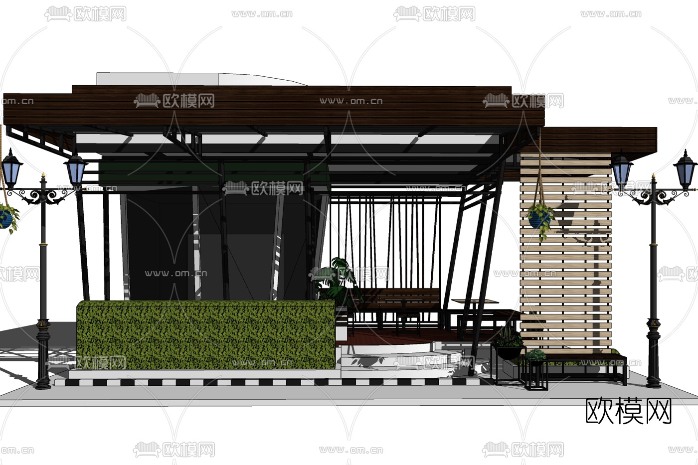 欧式咖啡厅免费su模型下载
