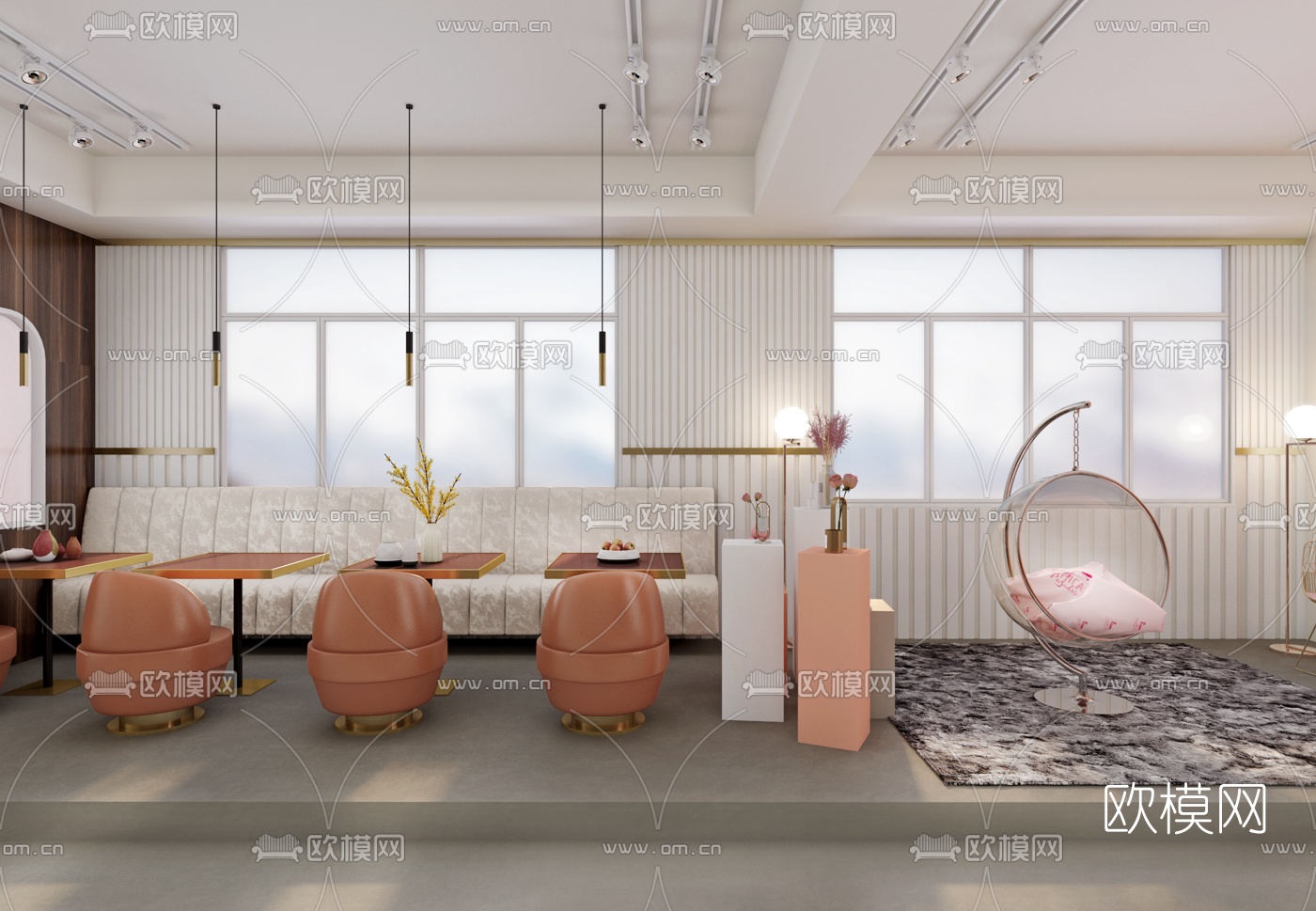 现代网红茶餐厅免费3d模型