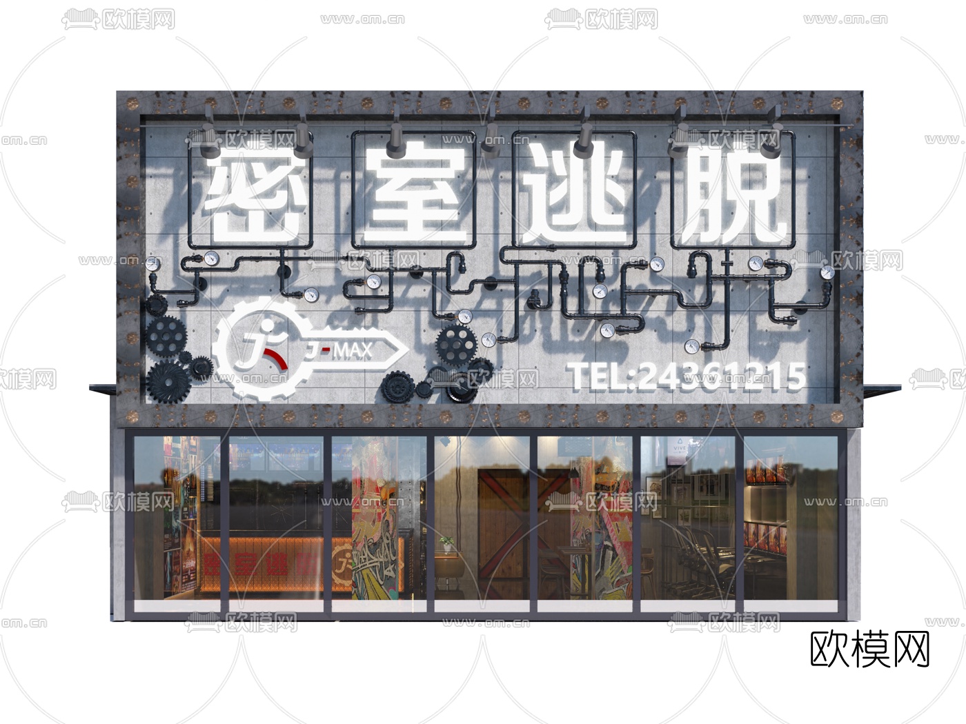 工业风密室逃脱3d模型下载（渲染图3）