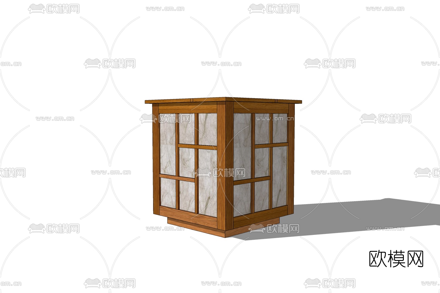 日式实木落地灯免费su模型下载