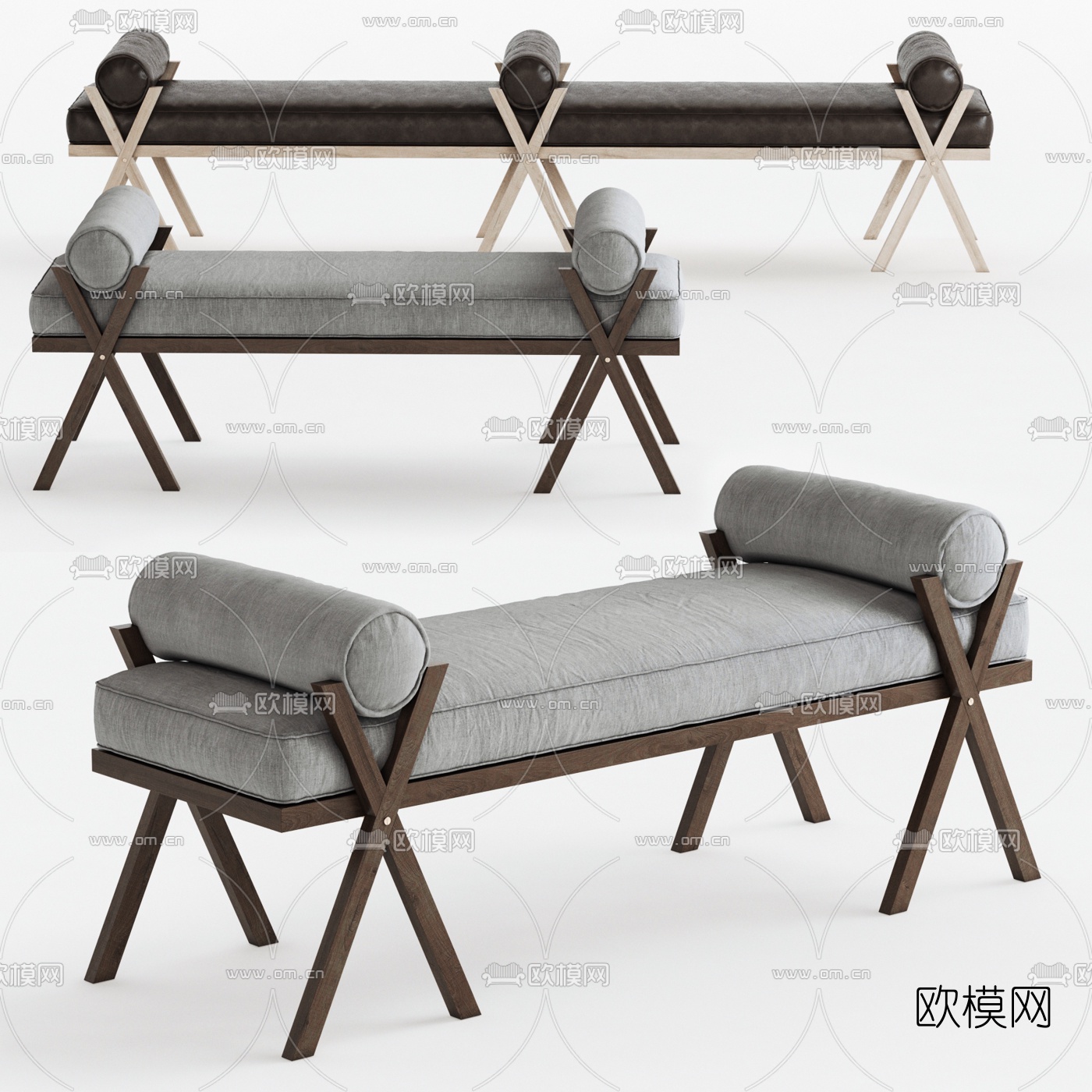 现代布艺脚踏3d模型