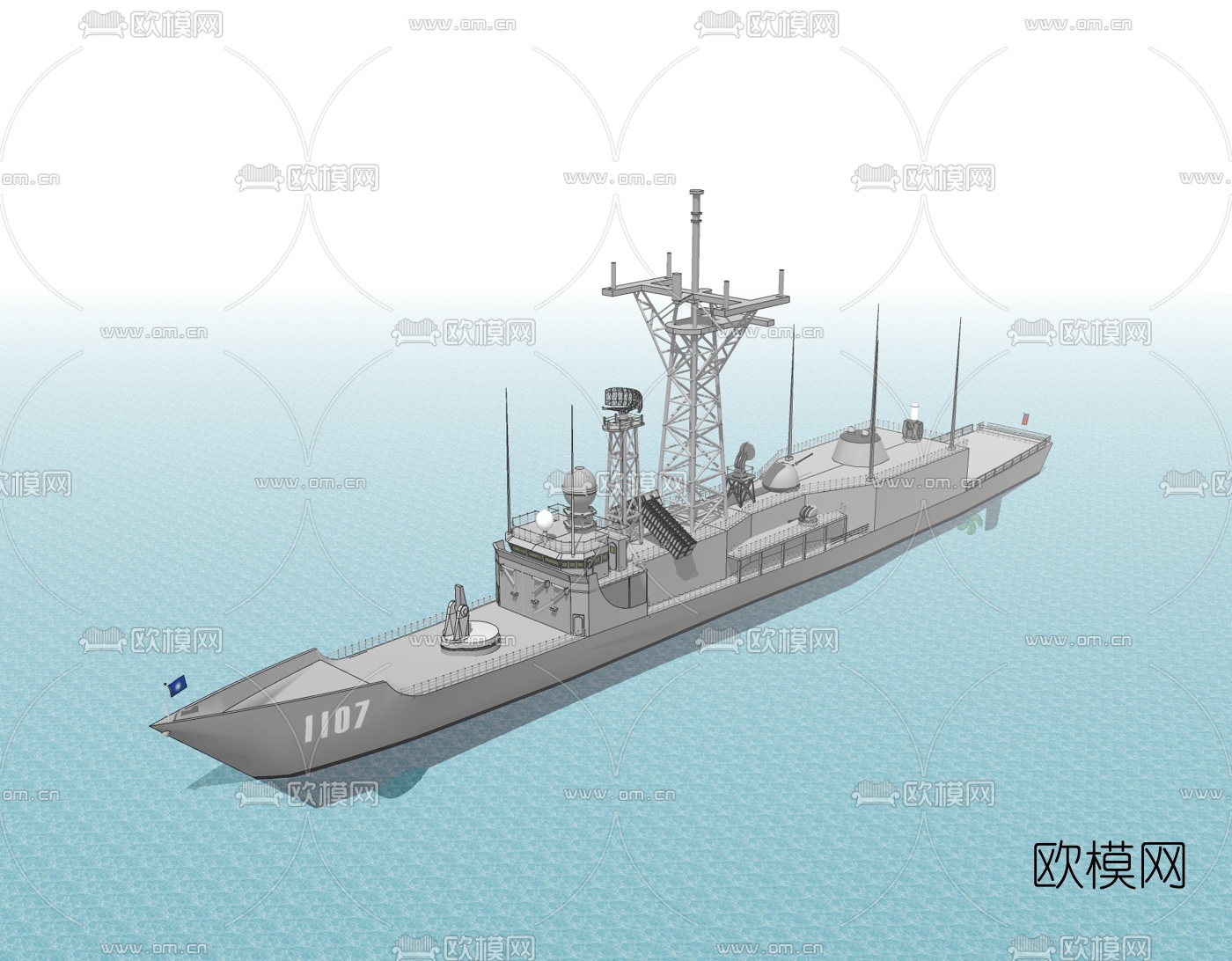现代军舰免费su模型下载