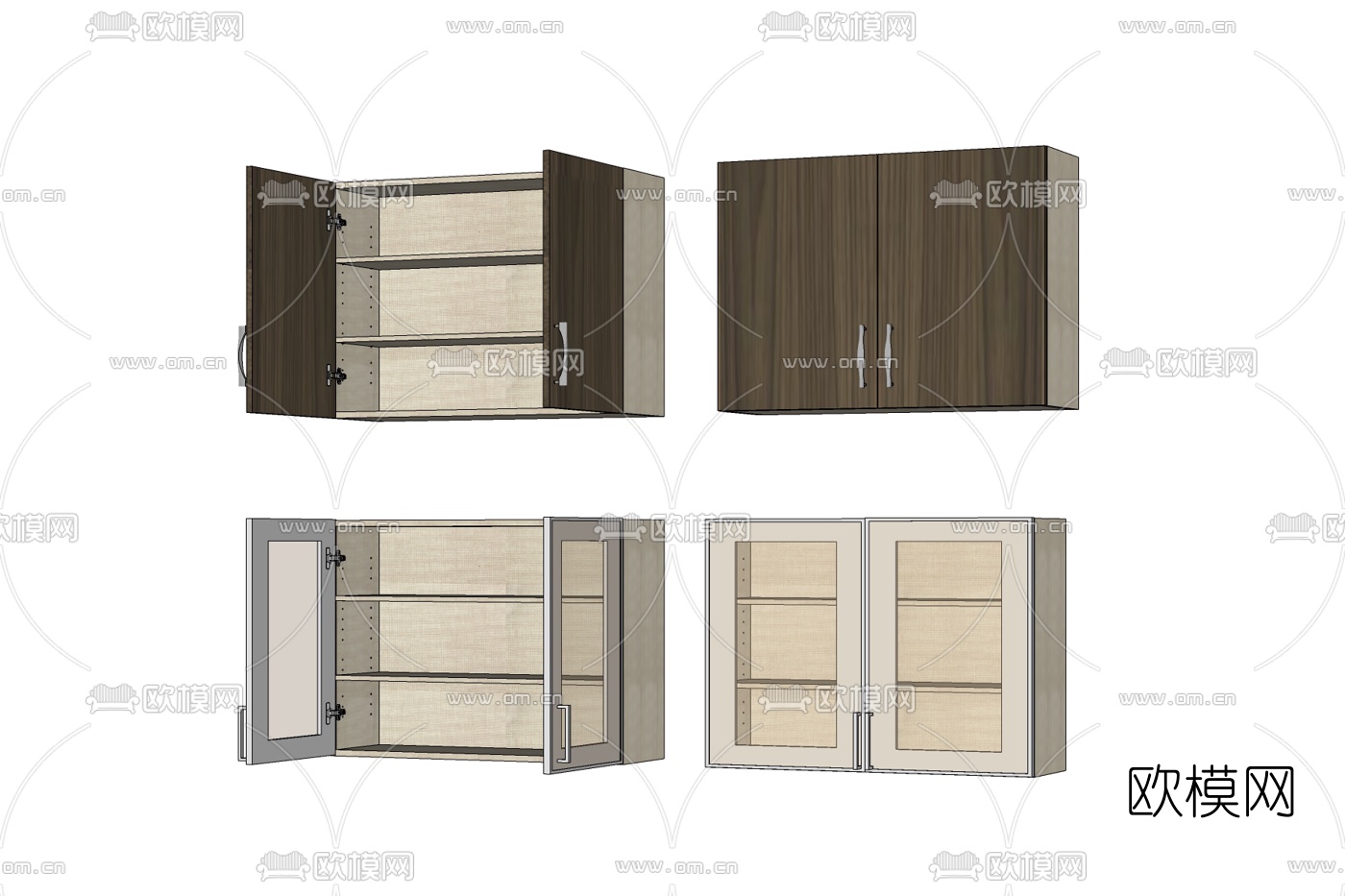现代实木储物柜免费su模型下载