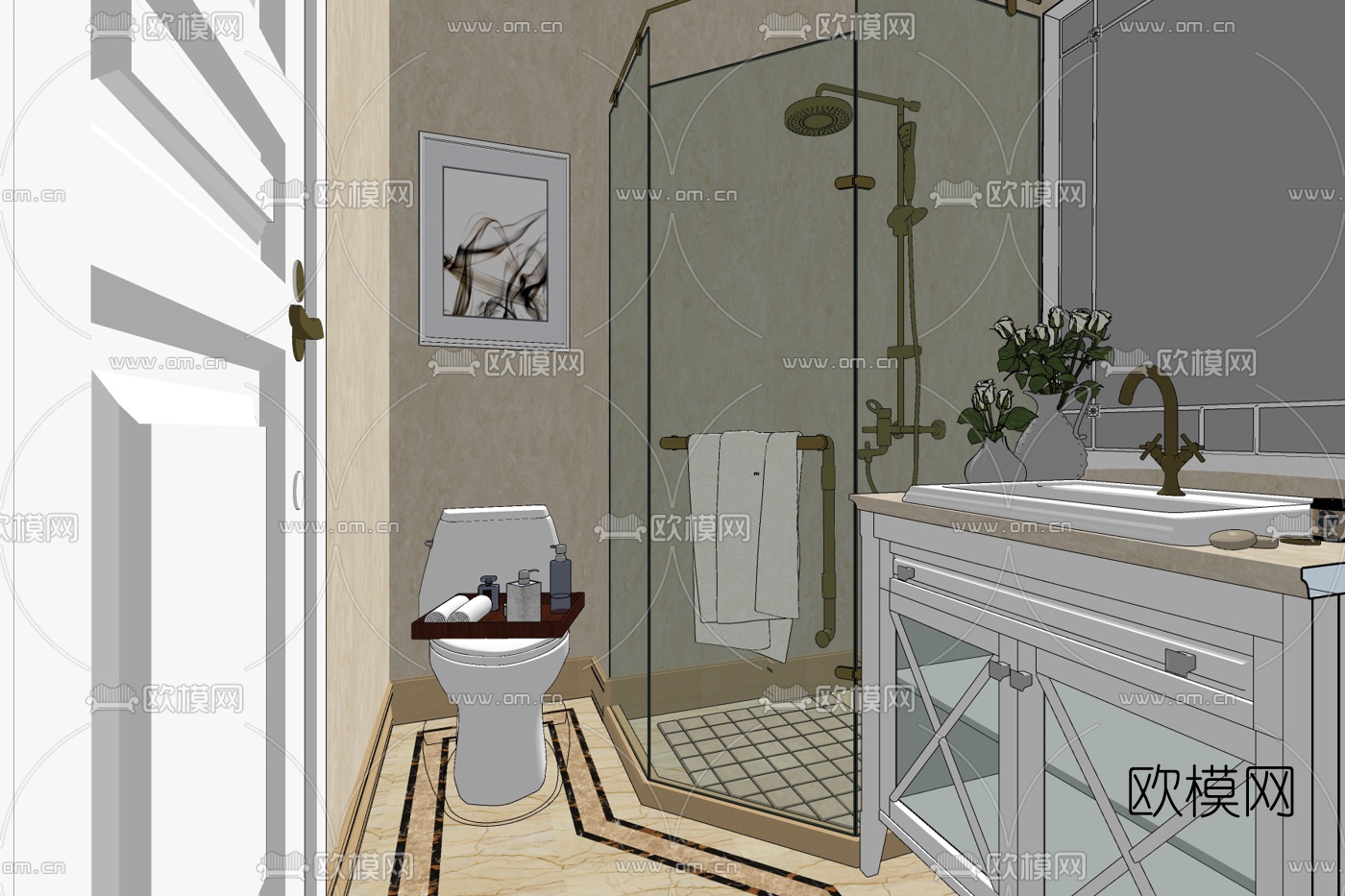 现代卫生间免费su模型下载