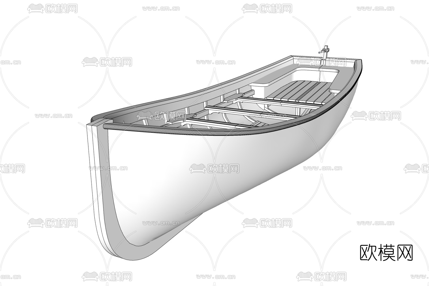 现代小木船免费su模型下载