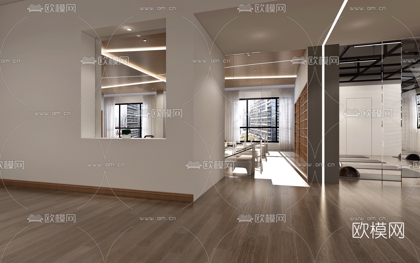 日式瑜伽馆训练室免费3d模型下载（渲染图2）