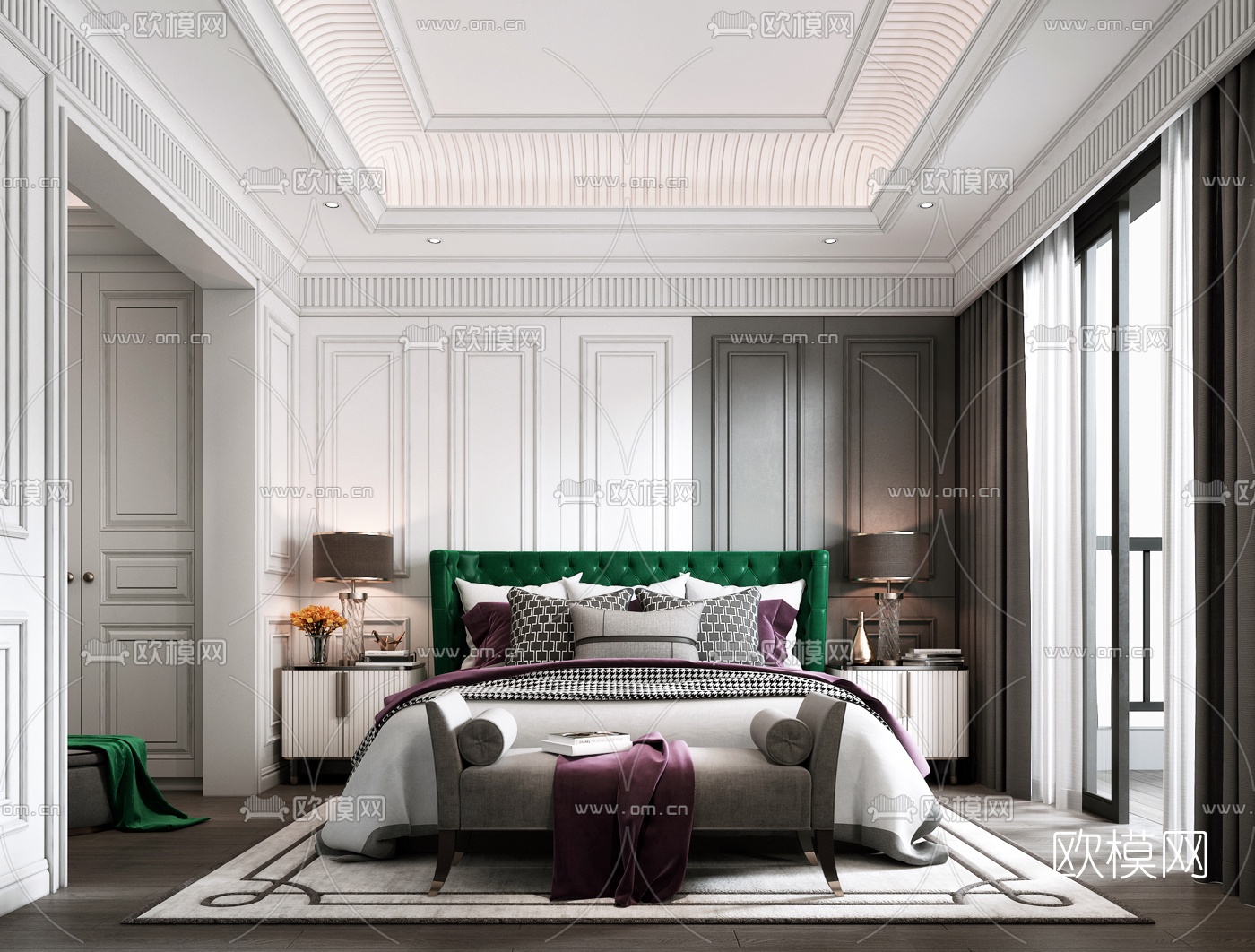 现代轻奢卧室3d模型下载