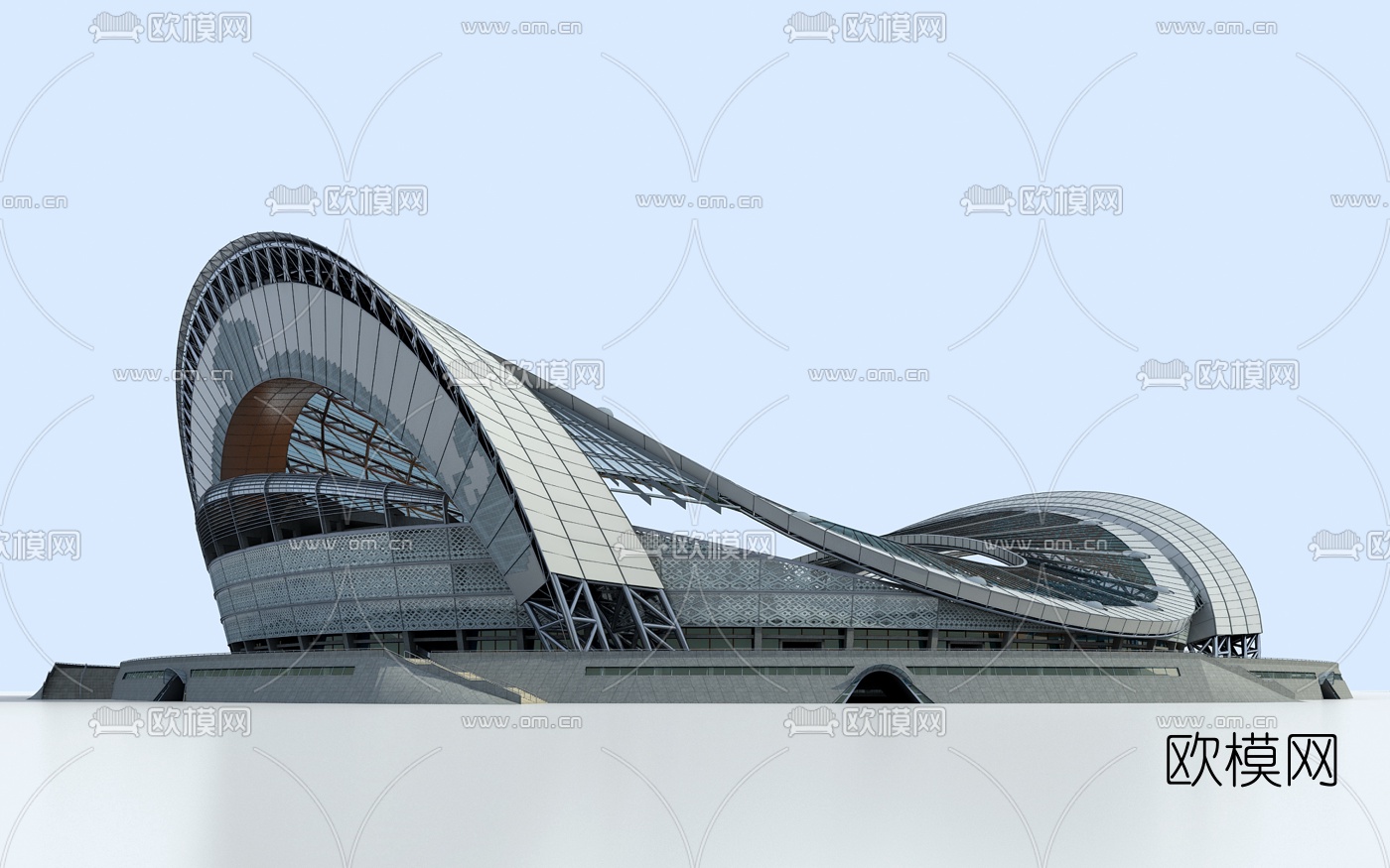 现代足球场体育馆3d模型下载（渲染图2）