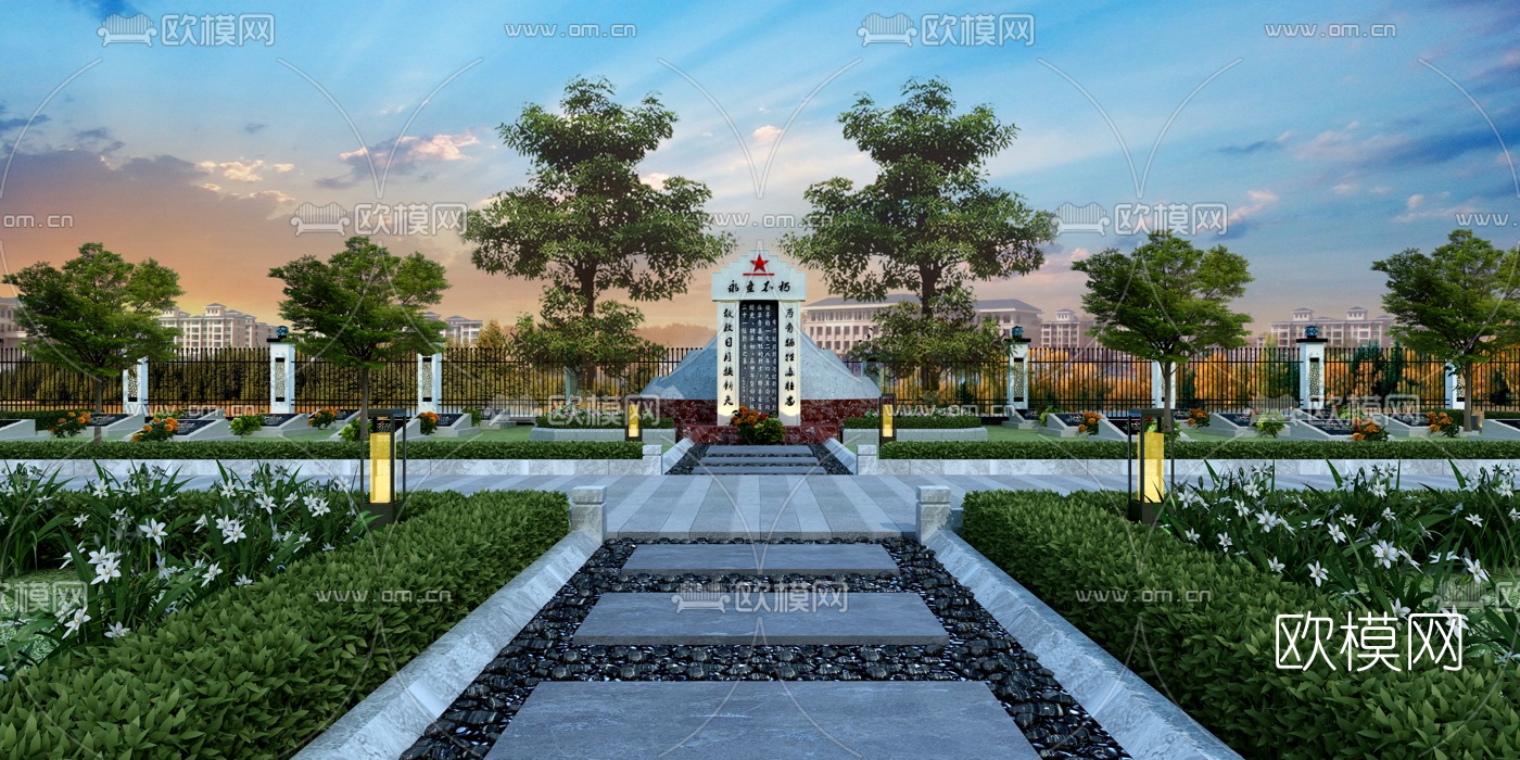 现代烈士陵园展区3d模型下载（渲染图1）