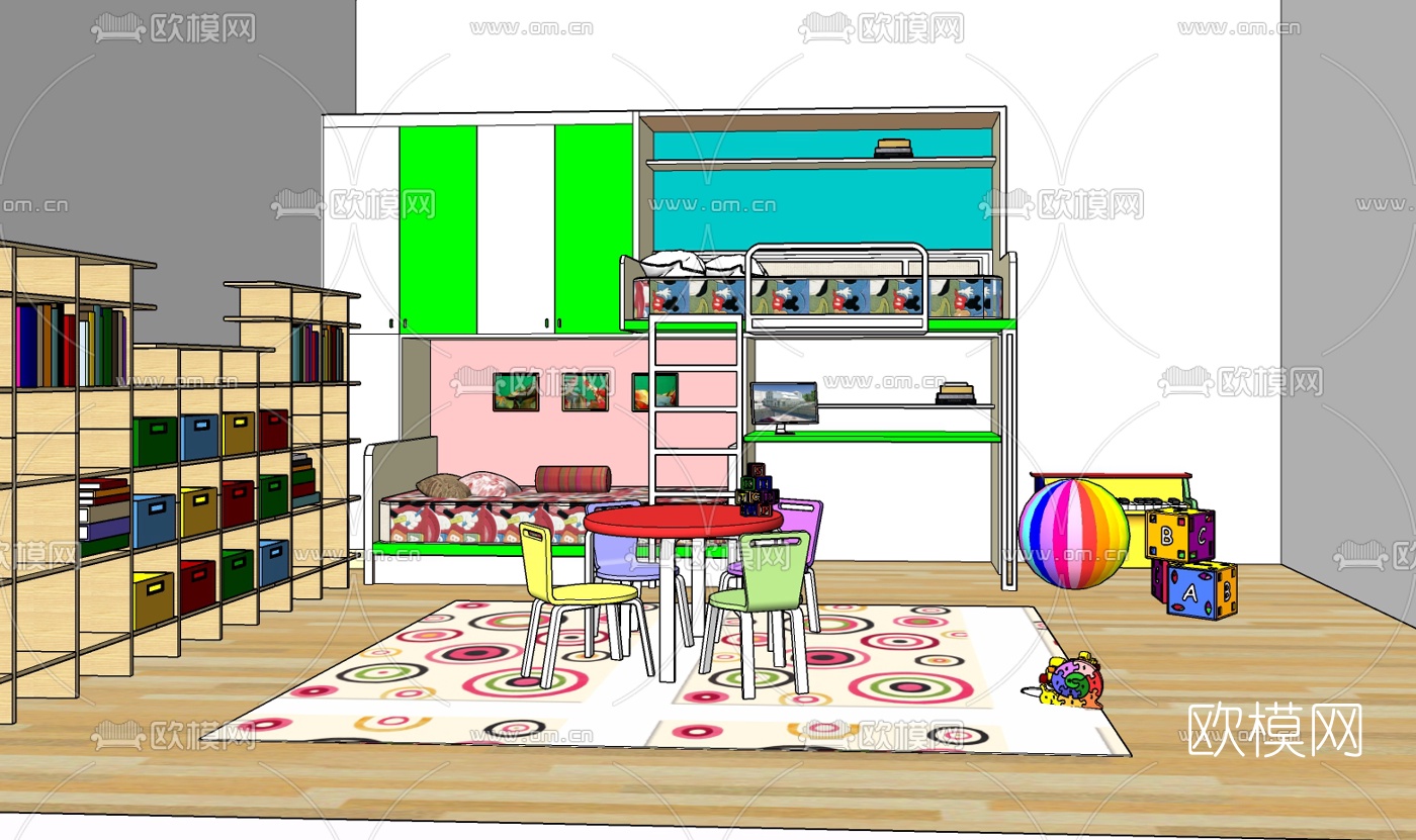 现代儿童娱乐室免费su模型下载