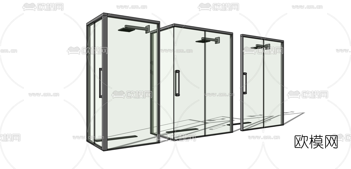 现代玻璃淋浴房su模型下载