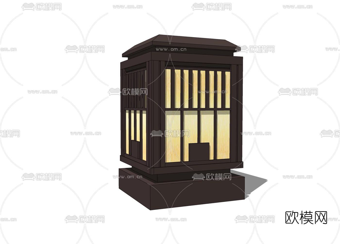 中式草坪灯免费su模型下载