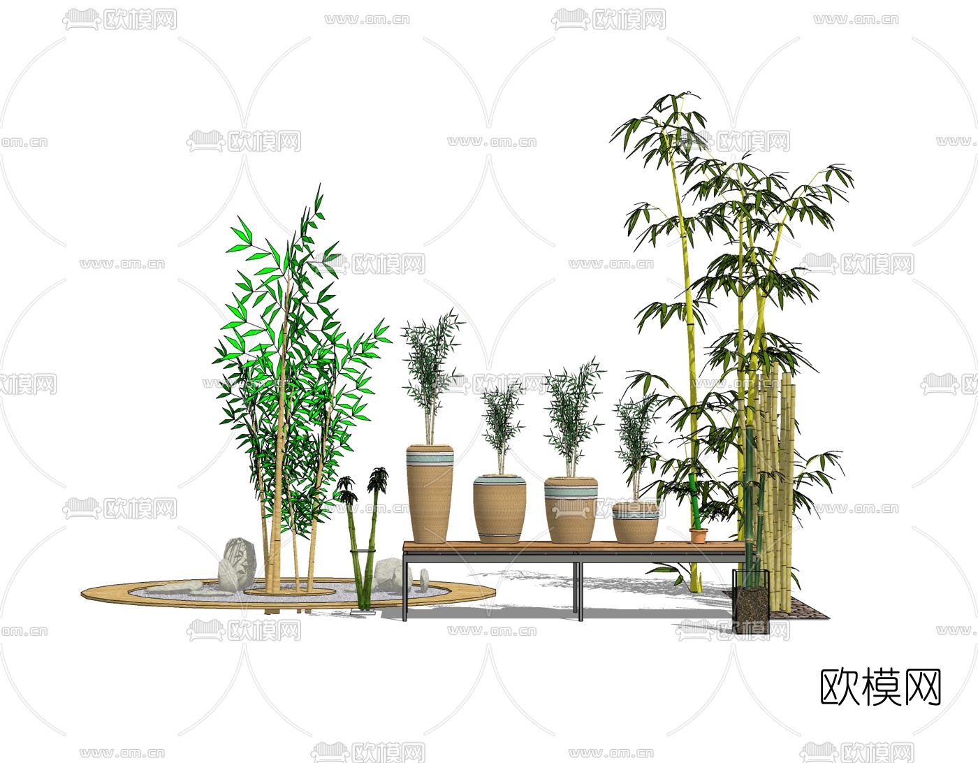 现代竹子小品免费su模型下载