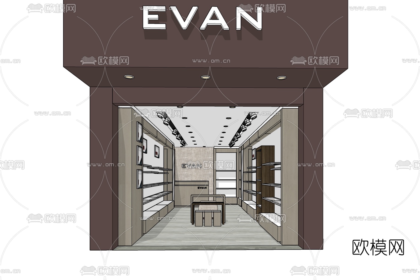 现代饰品专卖店免费su模型下载