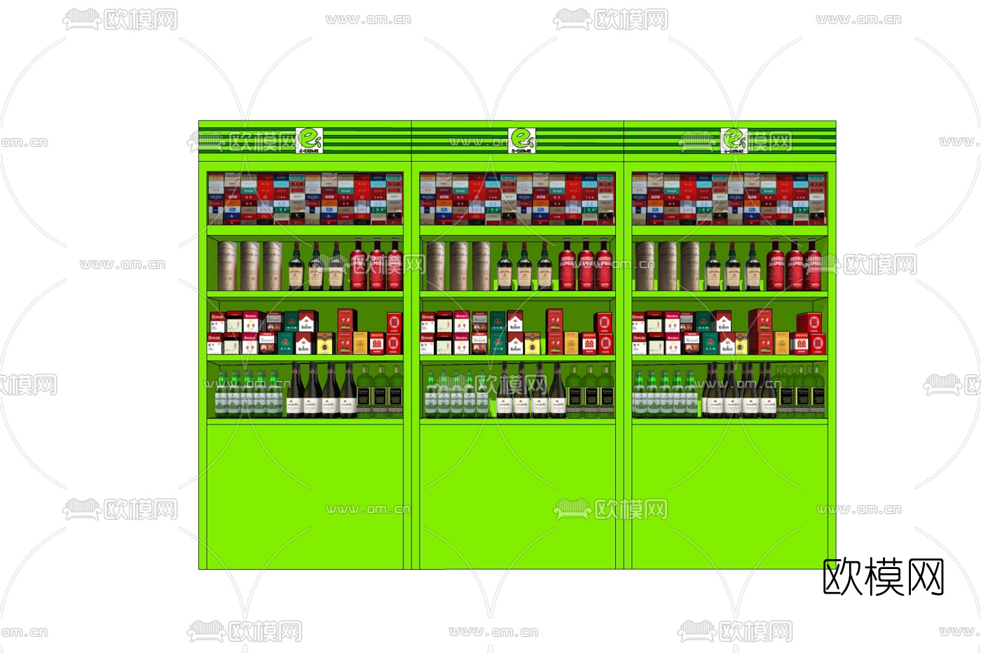 现代超市展柜货架免费su模型下载