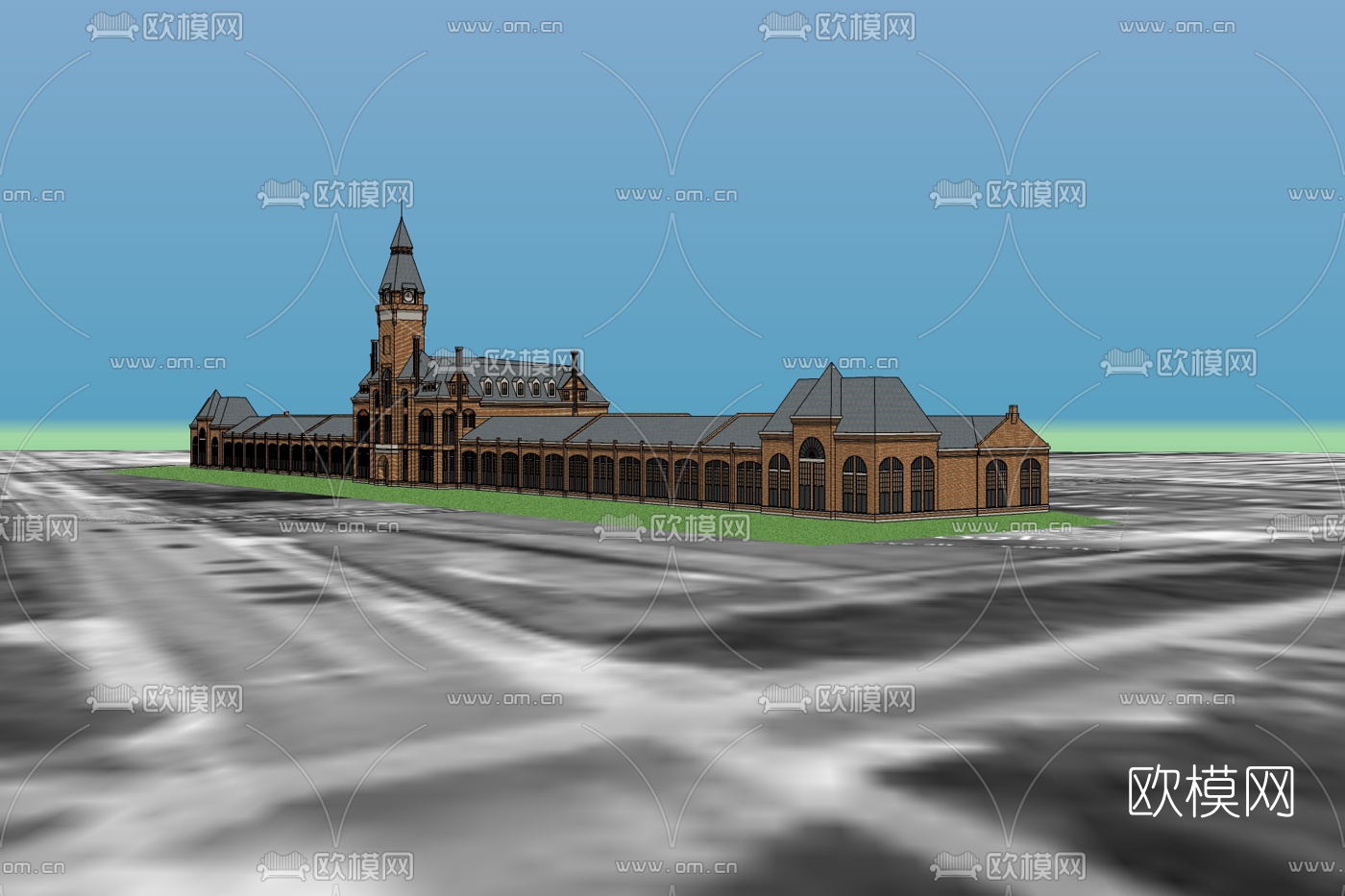 新中式钟塔免费su模型下载