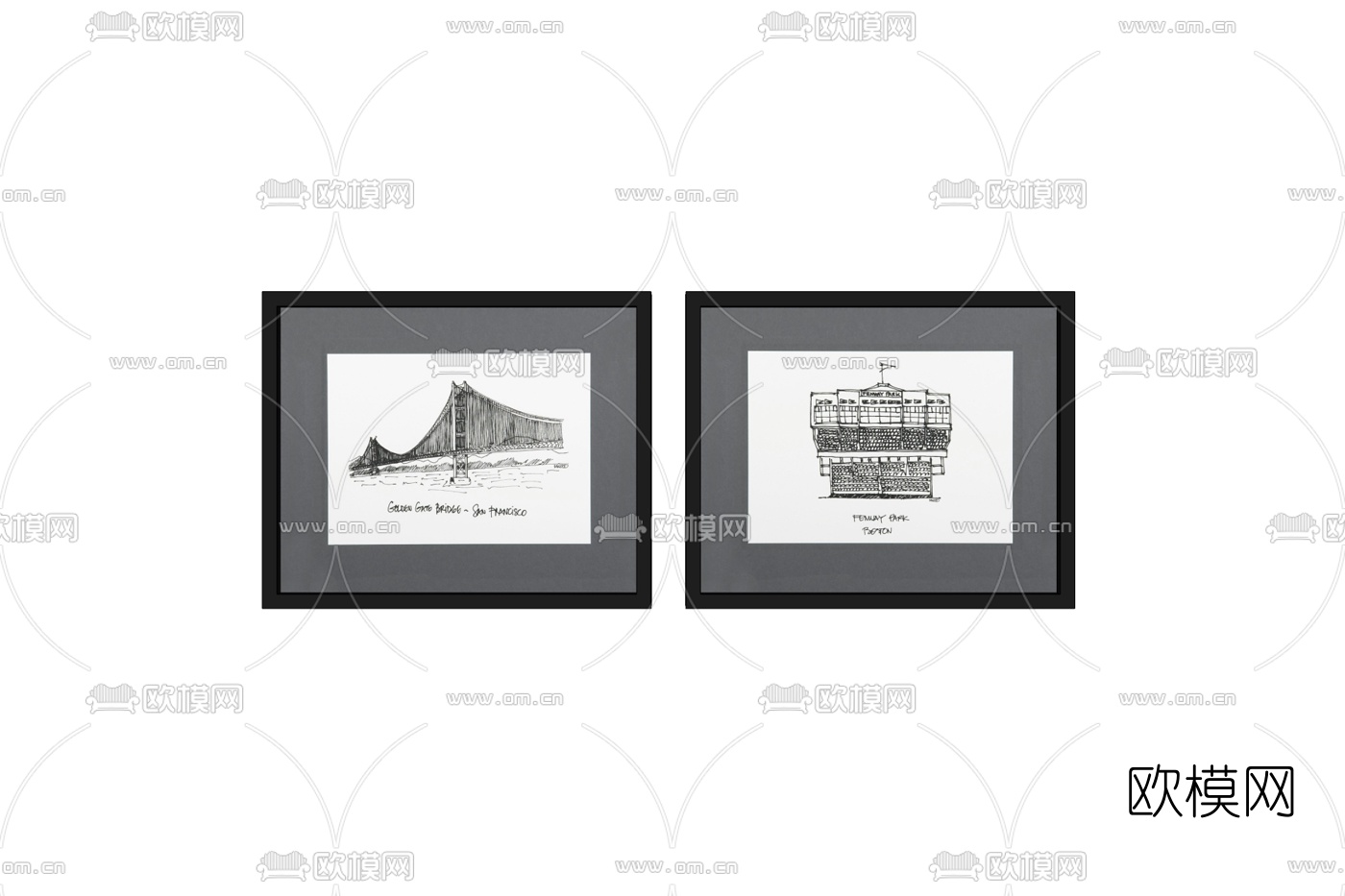 现代装饰画免费su模型下载