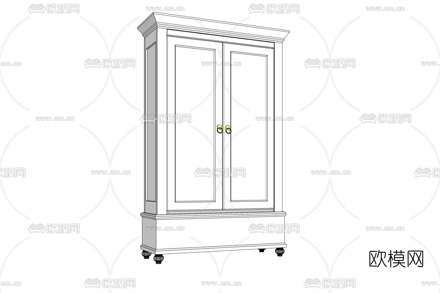 欧式实木衣柜免费su模型